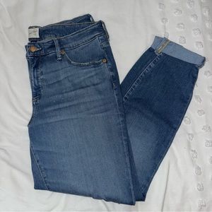 Blue medium wash ripped straight leg jeggings